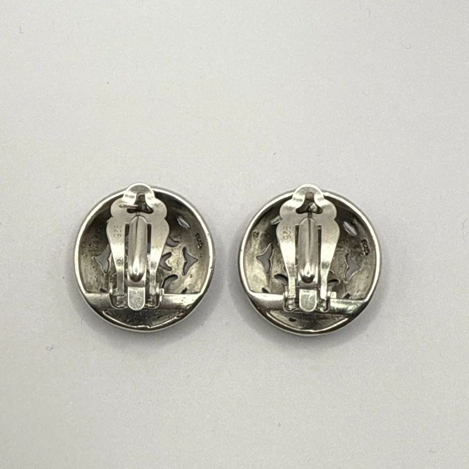 STERLING SILVER & MARCASITE ROUND EARRINGS (1 of 1)