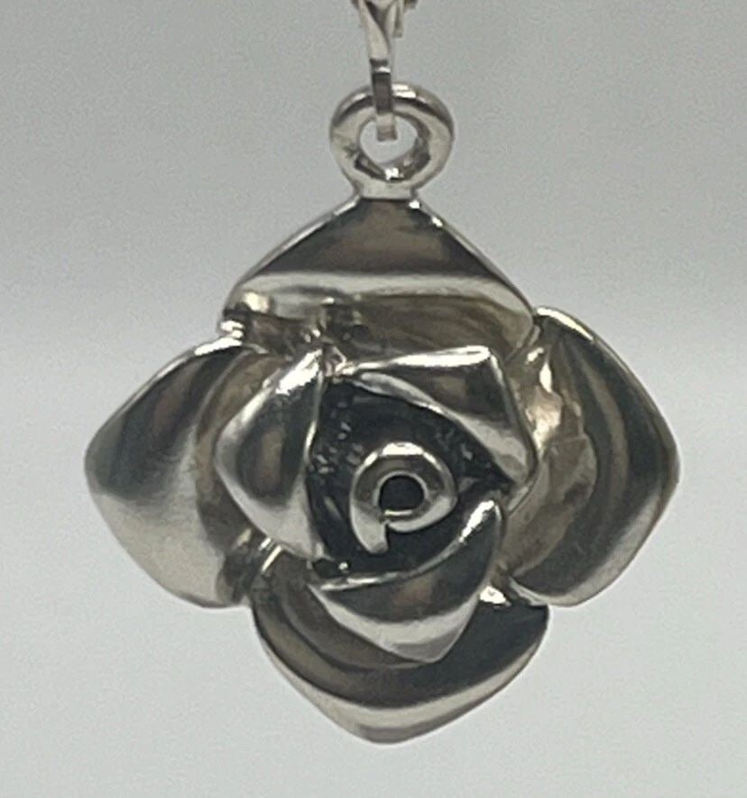STERLING SILVER ROSE DANGLE EARRINGS 6.7 GRAMS (1 of 1)