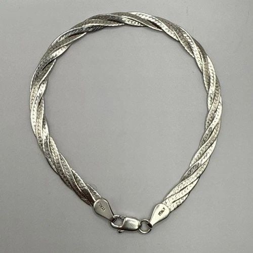 7" STERLING SILVER BRAIDED BRACELET 5.0 GRAMS (1 of 1)