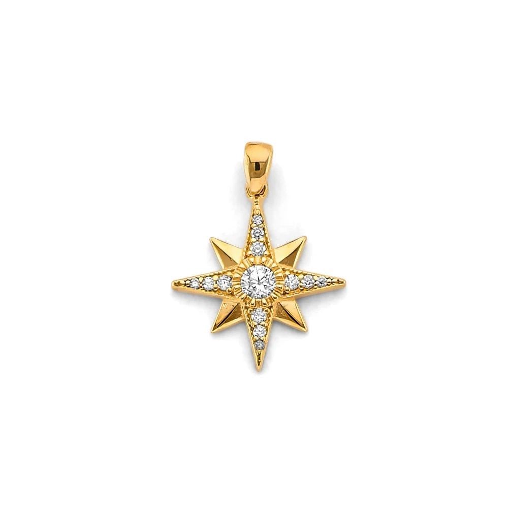 NEW 14K YELLOW GOLD NORTH STAR PENDANT: NEW 14K YELLOW GOLD NORTH STAR PENDANT NORTH STAR PENDANT NEW 14K YELLOW GOLD Height : 18 mm Width : 15 mm Apx. WEIGHT : 0.9g