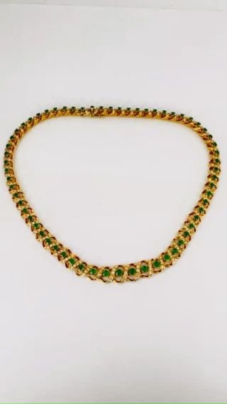 VINTAGE ASPREY & CO. EMERALD NECKLACE 18K GOLD DIAMOND ESTATE JEWELRY: VINTAGE ASPREY & CO. EMERALD NECKLACE 18K GOLD DIAMOND ESTATE JEWELRY VK AOOOO Asprey 18 karat Gold Emerald Diamond Necklace A vintage necklace by Asprey & Co., made of 18k gold, featuring emeralds an