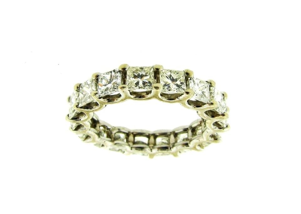 ETERNITY BAND 14K WHITE GOLD 3.20CTS PRINCESS CUT DIAMOND RING (1 of 2)
