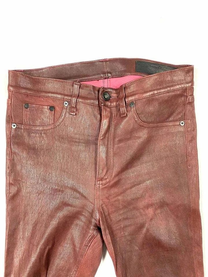 RAG & BONE BURGUNDY LAMB LEATHER PANTS, SIZE 27 (1 of 2)