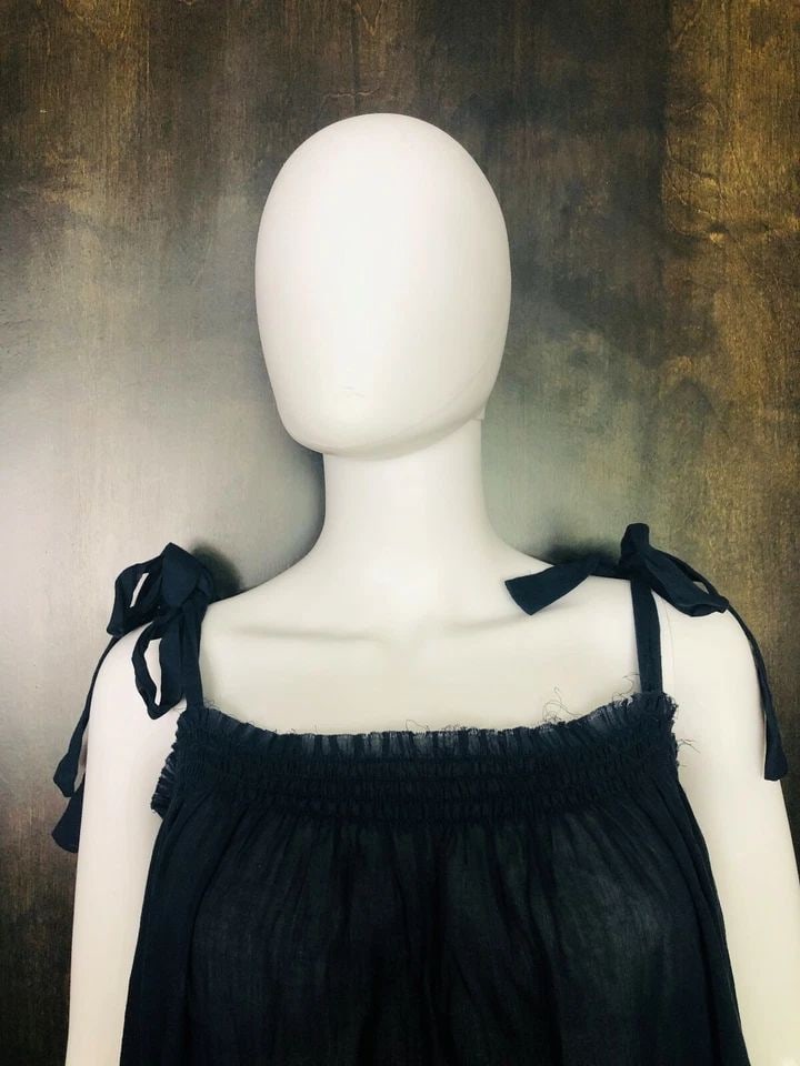 DESIGNER NAVY DARK BLUE ORGANIC COTTON MAXI STRAP DRESS O/Z (1 of 2)