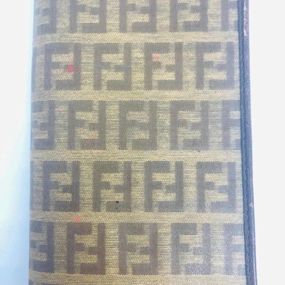 VINTAGE FENDI BROWN DOUBLE F CANVAS POCKET PAL DIARY PLANNER 2015 NOTE PAD RARE (1 of 2)