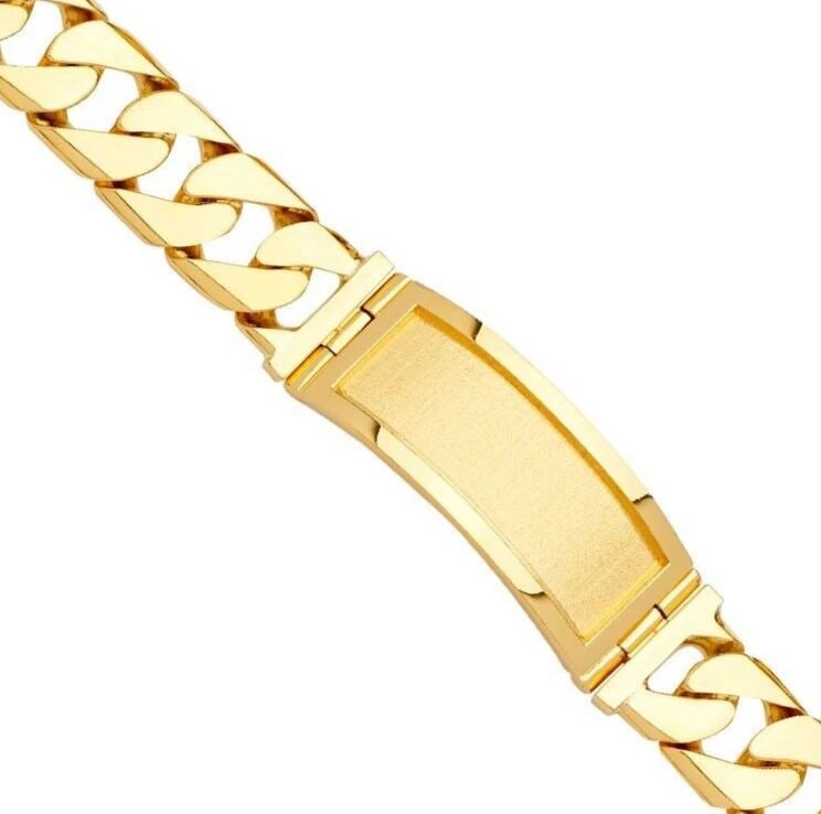 NEW 14K YELLOW GOLD SOLID LINK ID BRACELET (1 of 2)