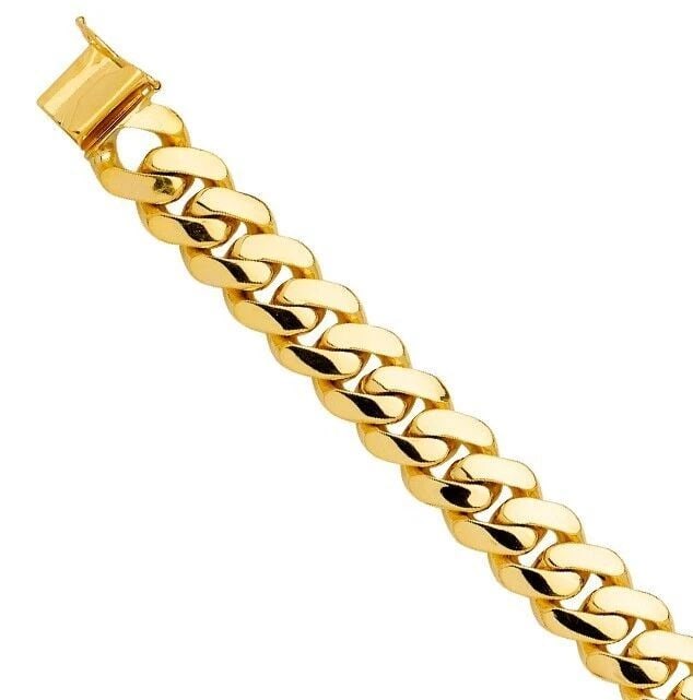 NEW 14K YELLOW GOLD SOLID MIAMI CURB BRACELET: NEW 14K YELLOW GOLD SOLID LINK BRACELET SOLID LINK BRACELET NEW 14K YELLOW GOLD LENGTH - 9in Apx WEIGHT - 91.1g