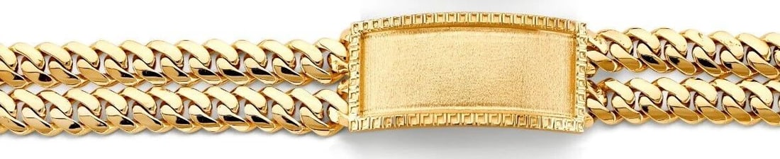 NEW 14K YELLOW GOLD 2 LINE CUBAN FRAME ID BRACELET: NEW 14K YELLOW GOLD 2 LINE CUBAN FRAME ID BRACELET 2LINE CUBAN FRAME ID BRACELET NEW 14K YELLOW GOLD LENGTH - 8.5in Apx WEIGHT - 87.1g