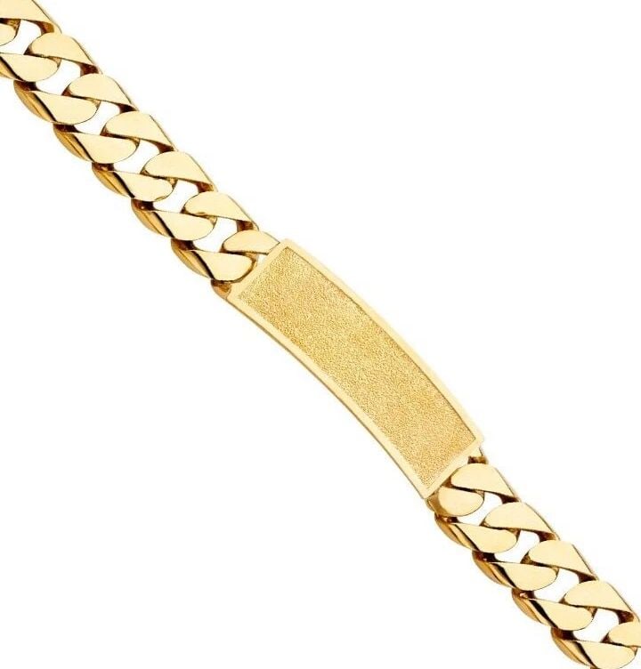 NEW 14K YELLOW GOLD CURB LINK FRAME ID BRACELET: NEW 14K YELLOW GOLD CUBAN LINK FRAME ID BRACELET CUBAN LINK FRAME ID BRACELET NEW 14K YELLOW GOLD LENGTH - 9in Apx WEIGHT - 61g