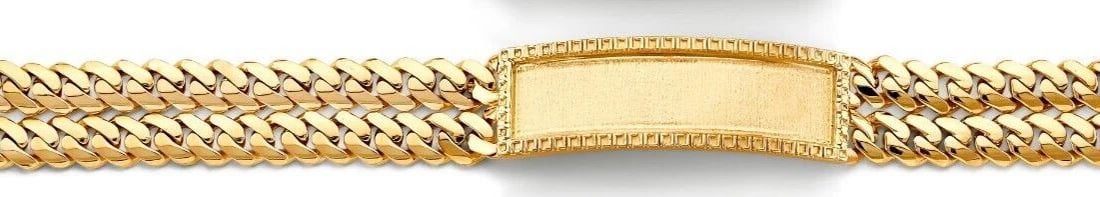 NEW 14K YELLOW GOLD 2LINE CURB FRAME ID BRACELET: NEW 14K YELLOW GOLD 2LINE CUBAN FRAME ID BRACELET 2LINE CUBAN FRAME ID BRACELET NEW 14K YELLOW GOLD LENGTH - 8.5in Apx WEIGHT - 55.6g