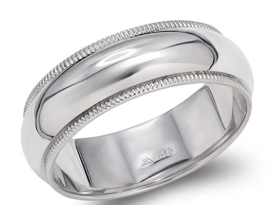 NEW 14K WHITE GOLD 6MM MILLIGRAIN WHITE WEDDING BAND (1 of 2)
