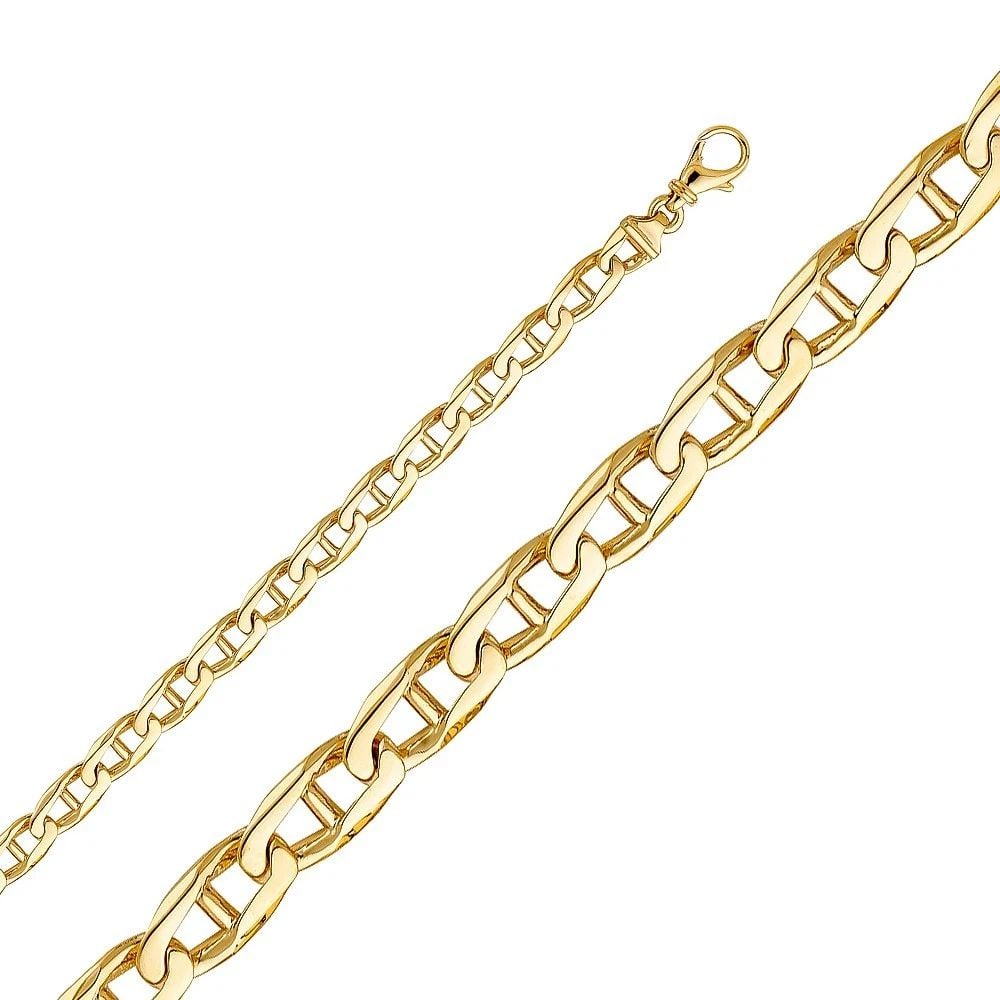 NEW 14K YELLOW GOLD HANDMADE MARINER CHAIN: 14K YELLOW GOLD HANDMADE MARINER CHAIN HANDMADE MARINER CHAIN NEW 14K YELLOW GOLD WIDTH: mm AVERAGE Apx WEIGHT: 50.7g