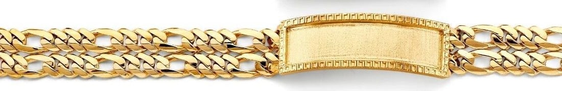 NEW 14K YELLOW GOLD 2 LINE FIGARO FRAME ID BRACELET: NEW 14K YELLOW GOLD 2 LINE FIGARO FRAME ID BRACELET 2LINE FIGARO FRAME ID BRACELET NEW 14K YELLOW GOLD LENGTH - 8.5in Apx WEIGHT - 50.7g