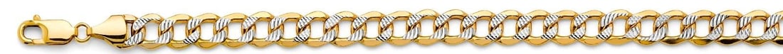 NEW 14K TWO TONE GOLD 8.9MM HOLLOW BEVELLED CURB WP CHAIN (1 of 2)