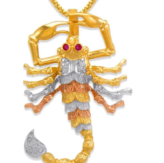 NEW 14K TRICOLOR GOLD 52MM FANCY SCORPION PENDANT (1 of 2)