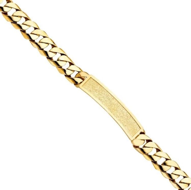 NEW 14K YELLOW GOLD CURB LINK FRAME ID BRACELET: NEW 14K YELLOW GOLD CUBAN LINK FRAME ID BRACELET CUBAN LINK FRAME ID BRACELET NEW 14K YELLOW GOLD LENGTH - 8.5in Apx WEIGHT - 35.3g