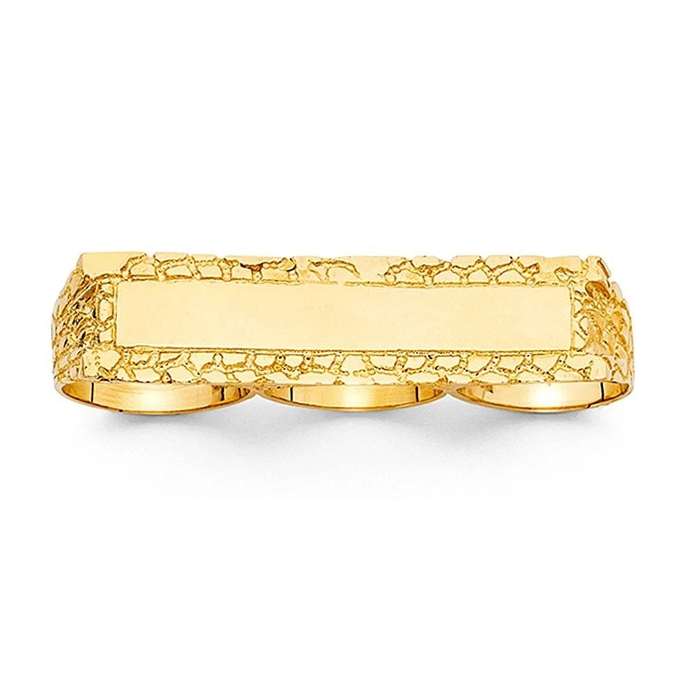 NEW 14K YELLOW GOLD 3 FINGER MEN'S RING - SIZE 10 (1 of 2)