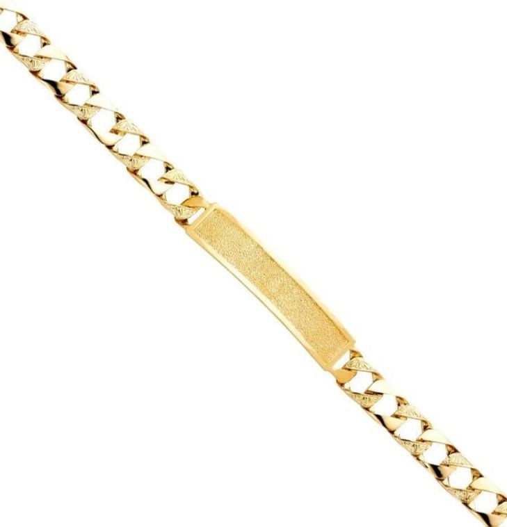 NEW 14K YELLOW GOLD NUGGET CURB LINK FRAME ID BRACELET: NEW 14K YELLOW GOLD NUGGET CUBAN LINK FRAME ID BRACELET NUGGET CUBAN LINK FRAME ID BRACELET NEW 14K YELLOW GOLD LENGTH - 8.5in Apx WEIGHT - 20.8g