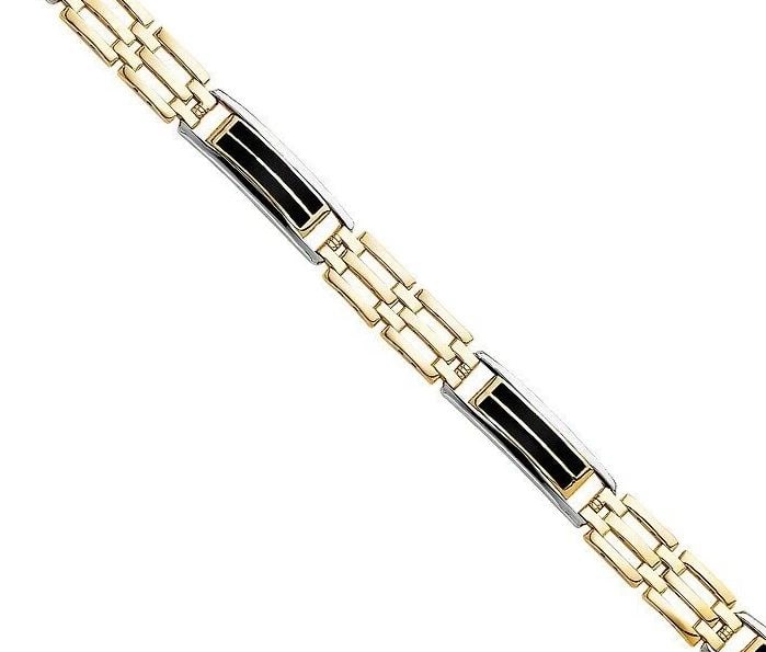 NEW 14K TWO TONE GOLD MEN'S BRACELET: NEW 14K TWO TONE GOLD MEN'S BRACELET MEN'S BRACELET NEW 14K TWO TONE GOLD LENGTH - 8.5in Apx WEIGHT - 20.3g