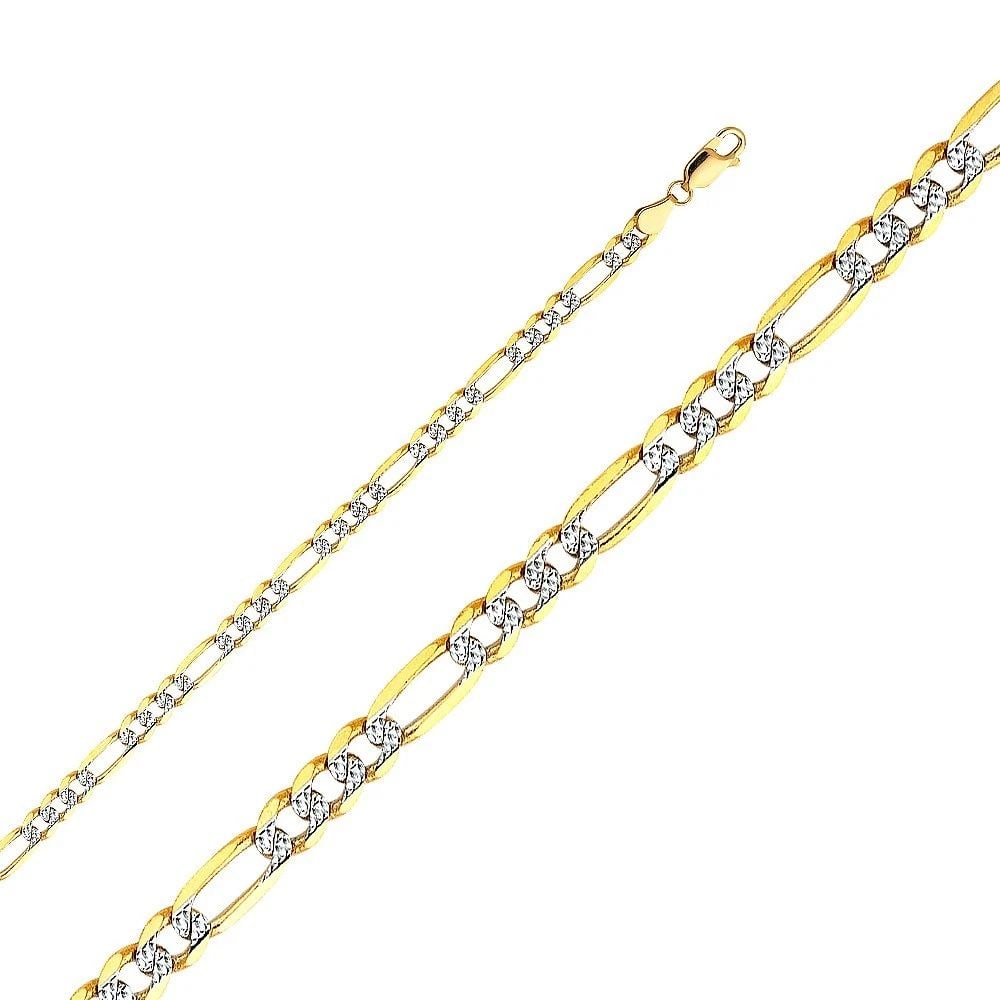 NEW NEW 14K YELLOW GOLD 4.5MM FIGARO 3+1 WP CHAIN: NEW 14K YELLOW GOLD 4.5MM FIGARO 3+1 WP CHAIN FIGARO 3+1 WP CHAIN NEW 14K YELLOW GOLD WIDTH: 4.5mm AVERAGE Apx WEIGHT: 14.5g
