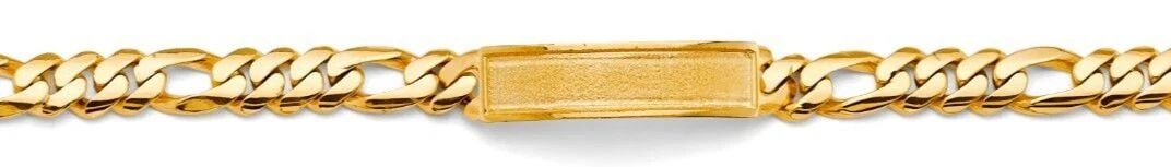 NEW 14K YELLOW GOLD FIGARO FRAME KID ID BRACELET: NEW 14K YELLOW GOLD FIGARO FRAME JUNIOR ID BRACELET FIGARO FRAME JUNIOR ID BRACELET NEW 14K YELLOW GOLD LENGTH - 7in Apx WEIGHT - 17.5g