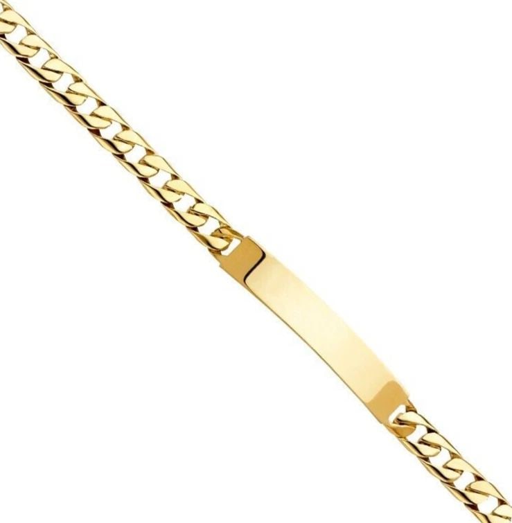 NEW 14K YELLOW GOLD CURB LINK ID BRACELET (1 of 2)