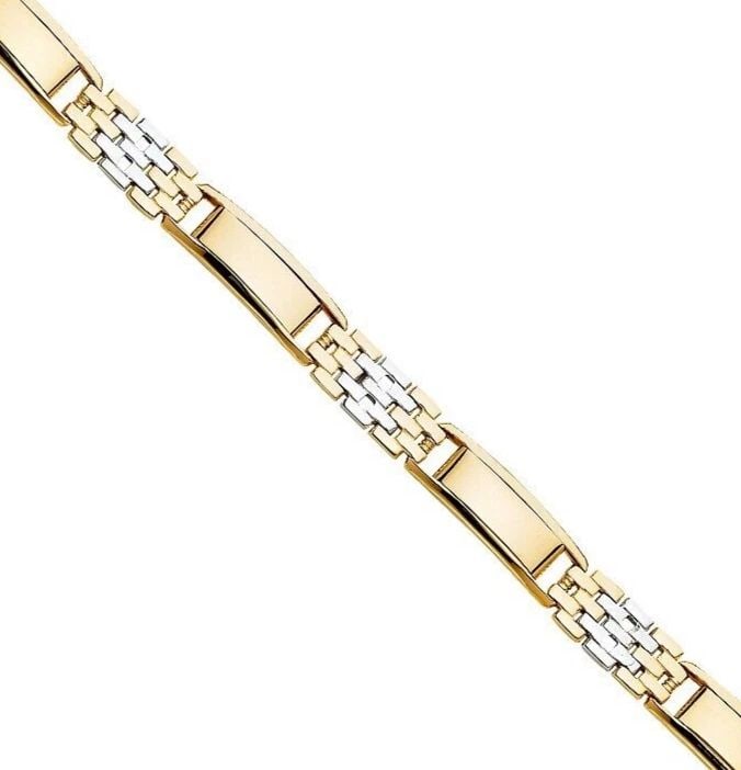 NEW 14K TWO TONE GOLD MEN'S BRACELET: NEW 14K TWO TONE GOLD MEN'S BRACELET MEN'S BRACELET NEW 14K TWO TONE GOLD LENGTH - 8.25in Apx WEIGHT - 16.9g