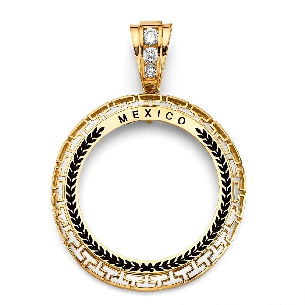 NEW 14K YELLOW GOLD GREEK COIN FRAME (50 PESOS) (1 of 2)