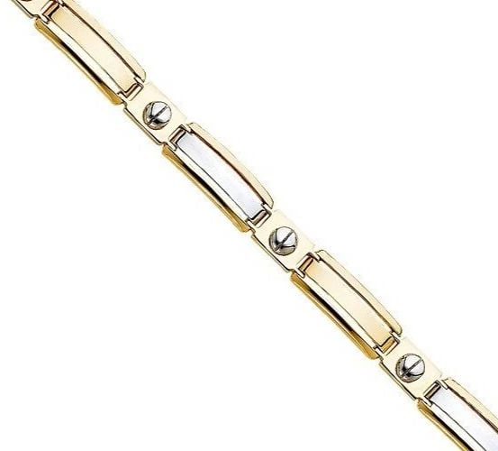 NEW 14K TWO TONE GOLD MEN'S BRACELET: NEW 14K TWO TONE GOLD MEN'S BRACELET MEN'S BRACELET NEW 14K TWO TONE GOLD LENGTH - 8.25in Apx WEIGHT - 13.6g
