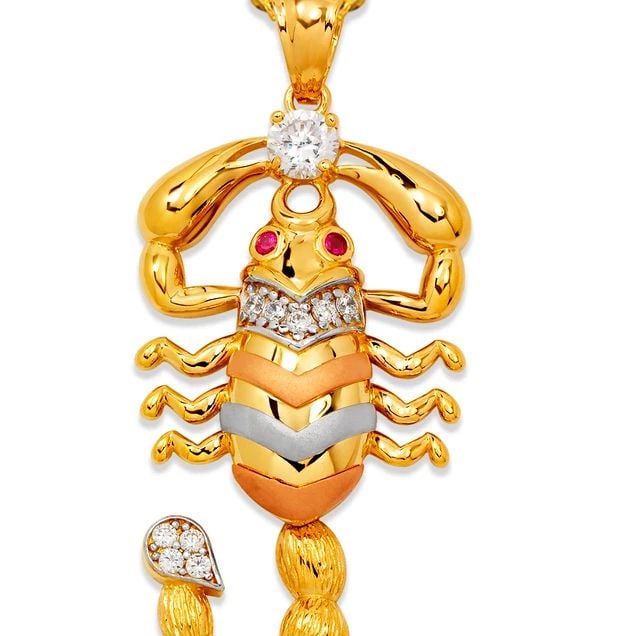 NEW 14K TRICOLOR GOLD 47MM FANCY SCORPION PENDANT (1 of 2)