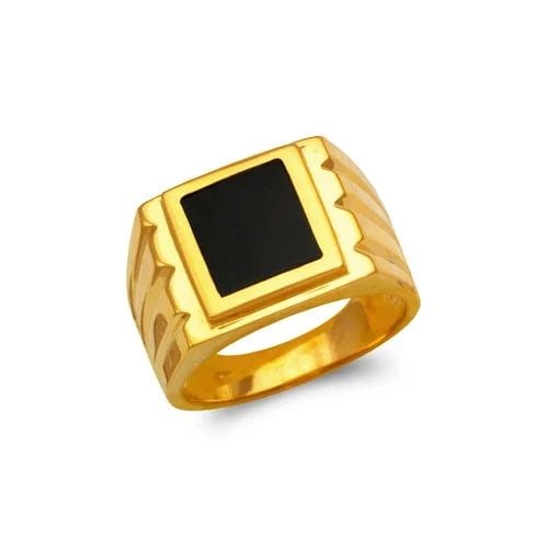 NEW 14K YELLOW GOLD MEN'S FULL CUT ONYX RING: NEW 14K YELLOW GOLD MEN'S FULL CUT ONYX RING MEN'S FULL CUT ONYX RING NEW 14K YELLOW GOLD SIZE Apx: 14mm Apx WEIGHT: 12.0g