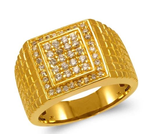 NEW 14K YELLOW GOLD MEN'S CLUSTER RING (1 of 2)