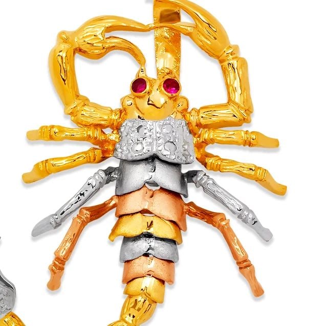 NEW 14K TRICOLOR GOLD 41MM FANCY SCORPION PENDANT (1 of 2)