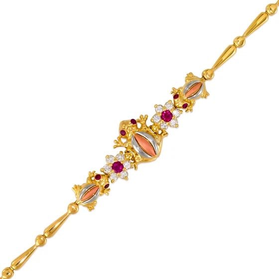 NEW 14K TRICOLOR GOLD FANCY FROG BRACELET: NEW 14K TRICOLOR GOLD FANCY FROG BRACELET FANCY FROG BRACELET NEW 14K TRICOLOR GOLD LENGTH: 7" inch AVERAGE Apx WEIGHT : 11.0g