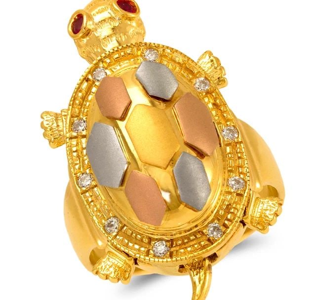 NEW 14K TRICOLOR GOLD 30MM FANCY TURTLE RING (1 of 2)