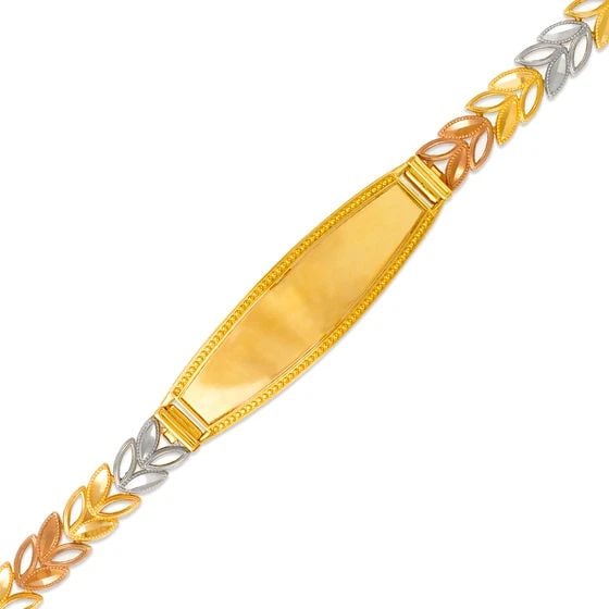 NEW 14K TRICOLOR GOLD FACETED DIAMOND CUT BRACELET: NEW 14K TRICOLOR GOLD FACETED DIAMOND CUT BRACELET FACETED DIAMOND CUT BRACELET NEW 14K TRICOLOR GOLD LENGTH: 7" inch AVERAGE Apx WEIGHT : 10.6g
