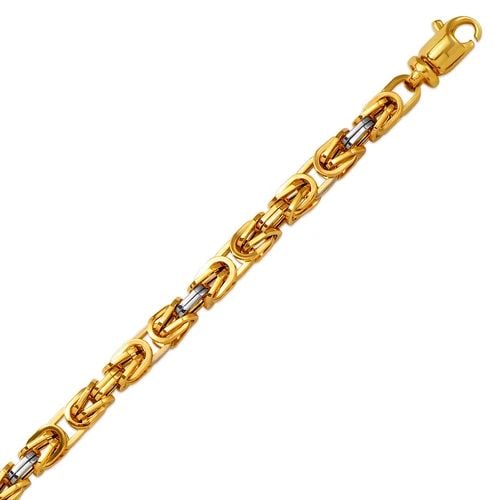NEW 14K TWO TONE GOLD HOLLOW BYZANTINE BRACELET (1 of 2)