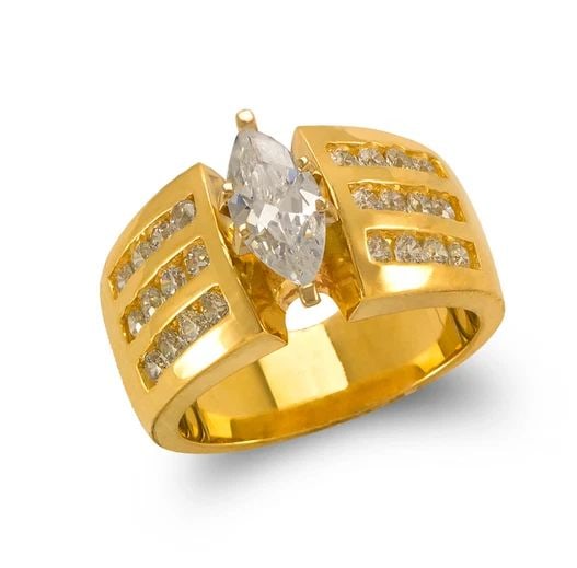 NEW 14K YELLOW GOLD LADIES FASHION SOLITAIRE RING: NEW 14K YELLOW GOLD LADIES FASHION SOLITAIRE RING LADIES FASHION SOLITAIRE RING NEW 14K YELLOW GOLD SIZE Apx: 12mm Apx WEIGHT: 10.5g