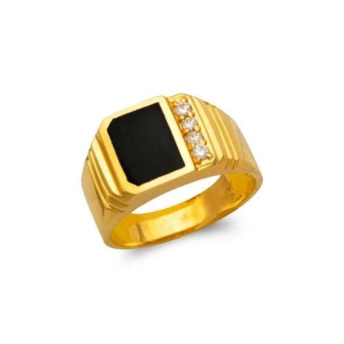NEW 14K YELLOW GOLD MEN'S FULL CUT ONYX RING: NEW 14K YELLOW GOLD MEN'S FULL CUT ONYX RING MEN'S FULL CUT ONYX RING NEW 14K YELLOW GOLD SIZE Apx: 12mm Apx WEIGHT: 10.4g