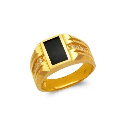 NEW 14K YELLOW GOLD MEN'S FULL CUT ONYX RING: NEW 14K YELLOW GOLD MEN'S FULL CUT ONYX RING MEN'S FULL CUT ONYX RING NEW 14K YELLOW GOLD SIZE Apx: 12mm Apx WEIGHT: 10.4g