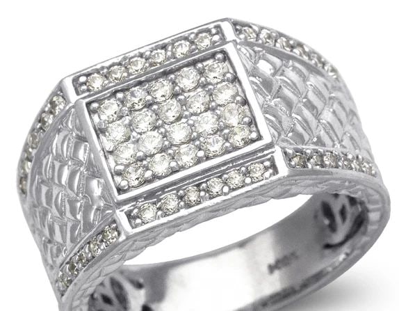 NEW 14K WHITE GOLD MEN'S WHITE CLUSTER RING (1 of 2)