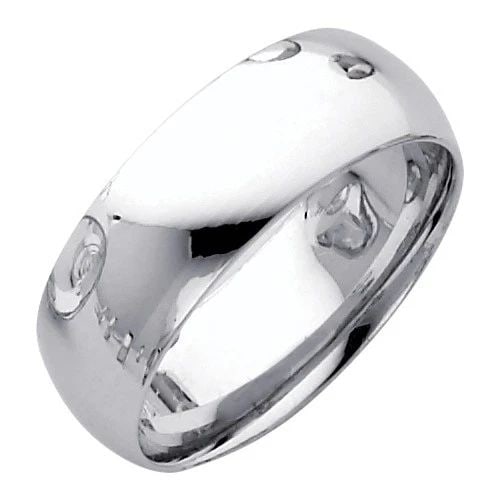 NEW 14K WHITE GOLD 7MM COMFORT FIT WEDDING BAND - SIZE 5-12: NEW 14K WHITE GOLD 7MM COMFORT FIT WEDDING BAND 7MM COMFORT FIT WEDDING BAND NEW 14K WHITE GOLD WIDTH: 7 mm Apx. WEIGHT: 5.7g