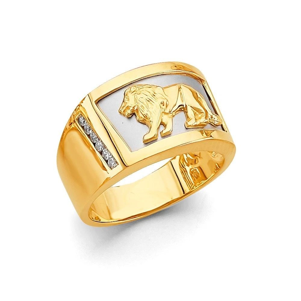 NEW 14K TWO TONE GOLD LION MEN'S RING - SIZE 10 (1 of 2)