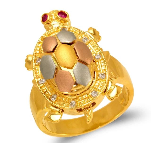 NEW 14K TRICOLOR GOLD 25MM FANCY TURTLE RING (1 of 2)