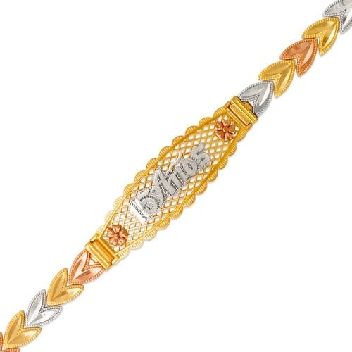 NEW 14K TRICOLOR GOLD DIAMOND CUT FACETED BRACELET: NEW 14K TRICOLOR GOLD DIAMOND CUT FACETED BRACELET DIAMOND CUT FACETED BRACELET NEW 14K TRICOLOR GOLD LENGTH: 7" inch AVERAGE Apx WEIGHT: 9.5g