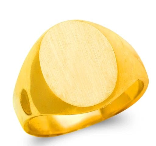 NEW 14K YELLOW GOLD LADIES SIGNET DESIGN RING: NEW 14K YELLOW GOLD LADIES SIGNET DESIGN RING LADIES SIGNET DESIGN RING NEW 14K YELLOW GOLD Apx. SIZE: 16mm Apx. WEIGHT: 9.4g