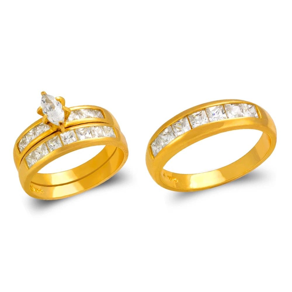 NEW 14K YELLOW GOLD WEDDING TRIO RING SET (1 of 2)