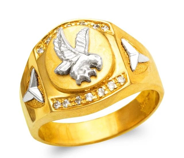 NEW 14K TWO TONE GOLD MEN'S FANCY EAGLE RING (1 of 2)