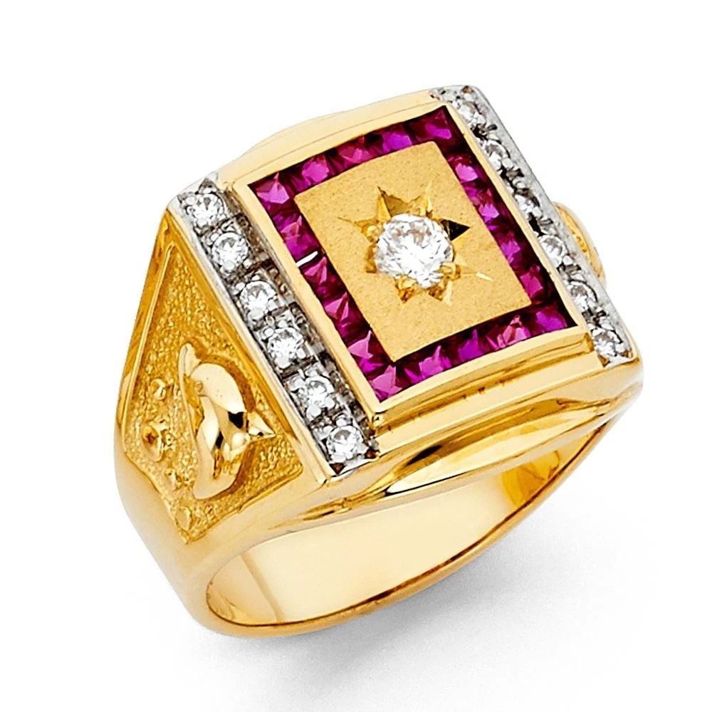 NEW 14K YELLOW GOLD MEN'S RING WITH RUBY - SIZE 10: NEW 14K YELLOW GOLD MEN'S RING WITH RUBY MEN'S RING WITH RUBY NEW 14K YELLOW GOLD WIDTH : 15 mm WEIGHT : 9.2g