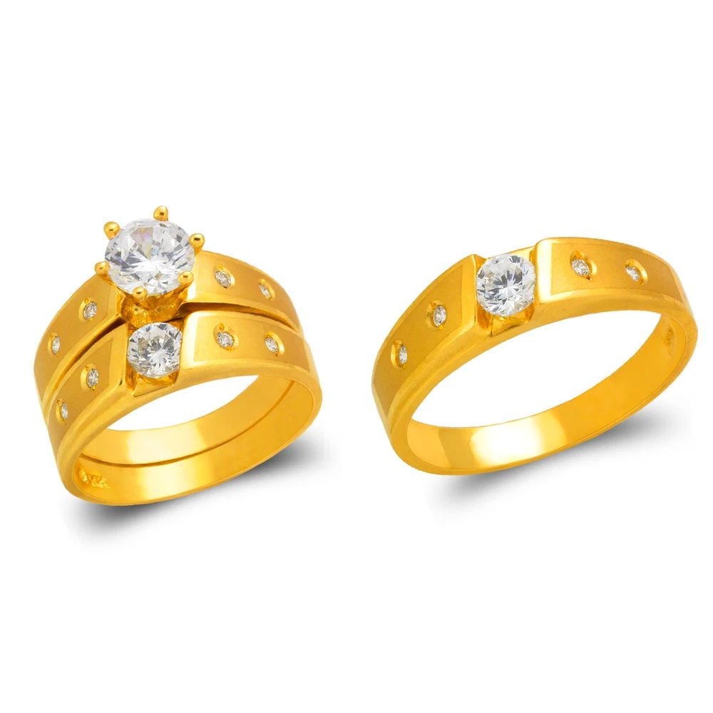 NEW 14K YELLOW GOLD WEDDING TRIO RING SET (1 of 2)